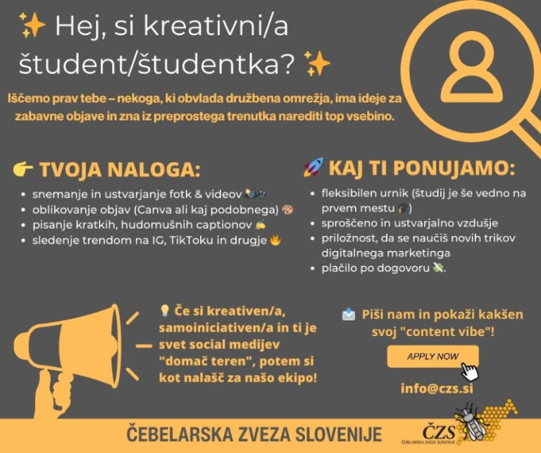 Iščemo študenta, oblikovalca vsebin družbenih omrežij! Oglas student